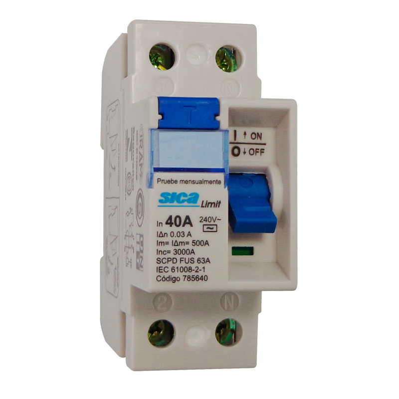 Disyuntor diferencial Interruptor bipolar 40A