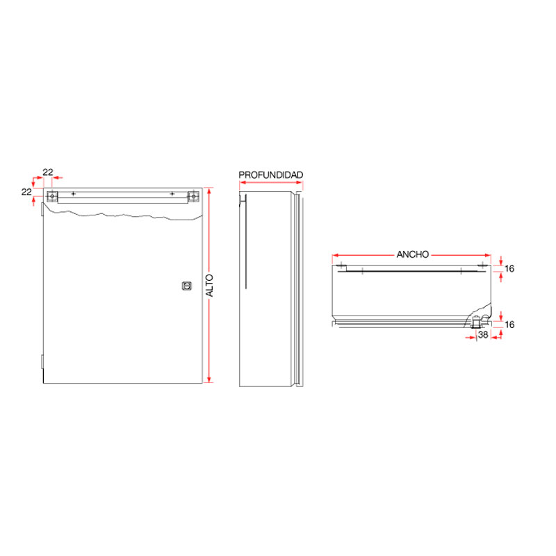 Gabinete metálico Estanco IP65 900 x 600 x 210 - Imagen 2