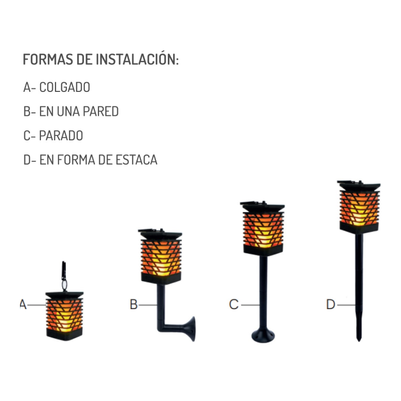 Farol solar con efecto llama 4 posiciones - Imagen 6